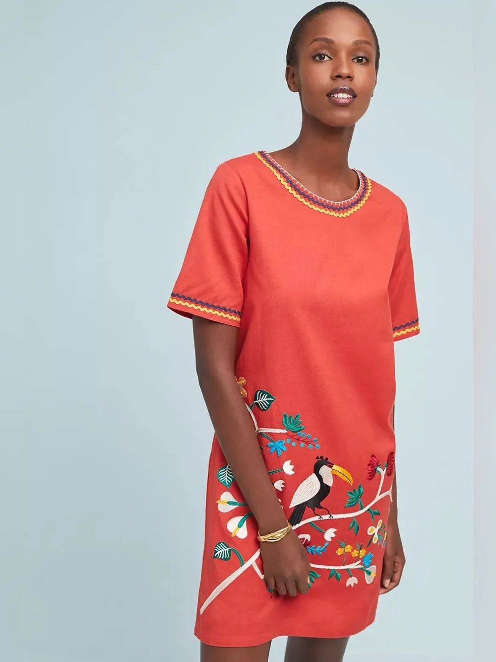 AnthropologieβCorey Lynn Calter Toucan Embroidered Cotton Dress